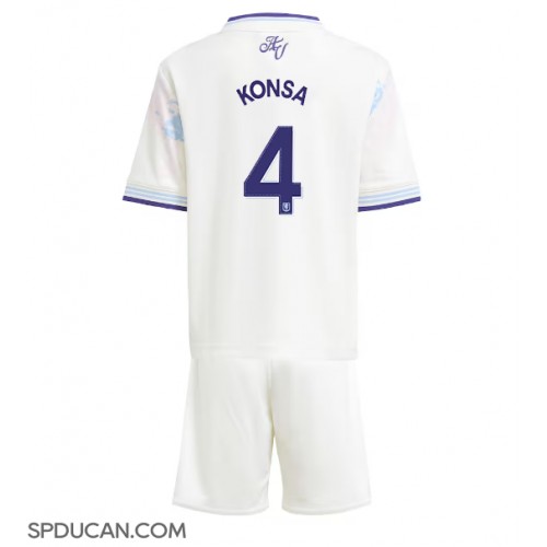 Dječji Nogometni Dres Aston Villa Ezri Konsa #4 Rezervni 2025-26 Kratak Rukav (+ Kratke hlače)